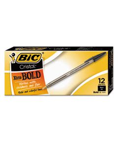 BICMSB11BK CRISTAL XTRA BOLD STICK BALLPOINT PEN, 1.6MM, BLACK INK, CLEAR BARREL, DOZEN