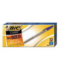 BICMSB11BE CRISTAL XTRA BOLD STICK BALLPOINT PEN, BOLD 1.6MM, BLUE INK, CLEAR BARREL, DOZEN