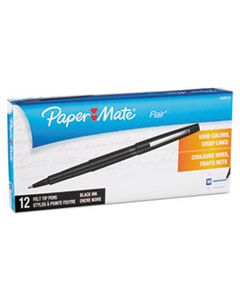 PAP8430152 POINT GUARD FLAIR NEEDLE TIP STICK POROUS POINT PEN, 0.7MM, BLACK INK/BARREL, DOZEN