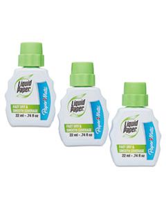 PAP5643115 FAST DRY CORRECTION FLUID, 22 ML BOTTLE, WHITE, 3/PACK