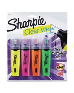 SAN1912769 CLEARVIEW TANK-STYLE HIGHLIGHTER, BLADE CHISEL TIP, ASSORTED COLORS, 4/SET
