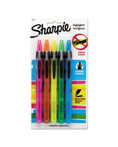SAN28175PP RETRACTABLE HIGHLIGHTERS, CHISEL TIP, ASSORTED COLORS, 5/SET