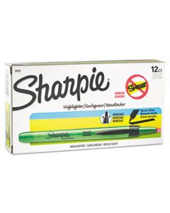 SAN28026 RETRACTABLE HIGHLIGHTERS, CHISEL TIP, FLUORESCENT GREEN, DOZEN