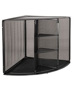 ROL62630 MESH CORNER DESKTOP SHELF, FIVE SECTIONS, 20 X 14 X 13, BLACK