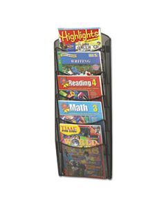 SAF5578BL ONYX MESH LITERATURE RACK, FIVE COMPARTMENTS, 10.25W X 3.5D X 28.33H, BLACK