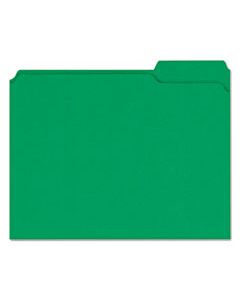 UNV16162 REINFORCED TOP-TAB FILE FOLDERS, 1/3-CUT TABS, LETTER SIZE, GREEN, 100/BOX