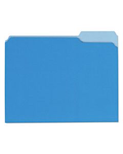 UNV12301 INTERIOR FILE FOLDERS, 1/3-CUT TABS, LETTER SIZE, BLUE, 100/BOX