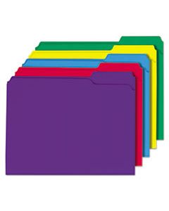 UNV16166 REINFORCED TOP-TAB FILE FOLDERS, 1/3-CUT TABS, LETTER SIZE, ASSORTED, 100/BOX