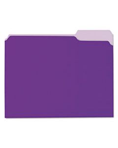 UNV12305 INTERIOR FILE FOLDERS, 1/3-CUT TABS, LETTER SIZE, VIOLET, 100/BOX