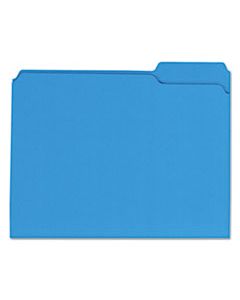 UNV16161 REINFORCED TOP-TAB FILE FOLDERS, 1/3-CUT TABS, LETTER SIZE, BLUE, 100/BOX