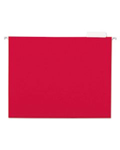 UNV14118 DELUXE BRIGHT COLOR HANGING FILE FOLDERS, LETTER SIZE, 1/5-CUT TAB, RED, 25/BOX