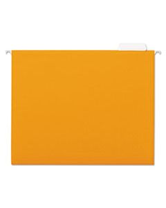 UNV14122 DELUXE BRIGHT COLOR HANGING FILE FOLDERS, LETTER SIZE, 1/5-CUT TAB, ORANGE, 25/BOX