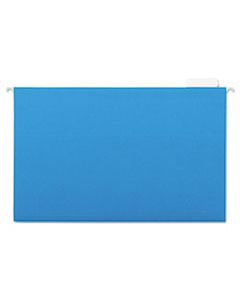 UNV14216 DELUXE BRIGHT COLOR HANGING FILE FOLDERS, LEGAL SIZE, 1/5-CUT TAB, BLUE, 25/BOX