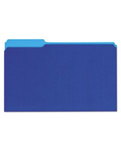 UNV15301 INTERIOR FILE FOLDERS, 1/3-CUT TABS, LEGAL SIZE, BLUE, 100/BOX
