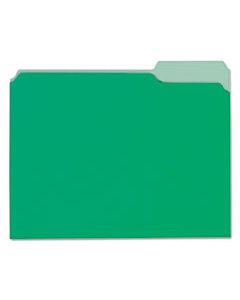 UNV12302 INTERIOR FILE FOLDERS, 1/3-CUT TABS, LETTER SIZE, GREEN, 100/BOX