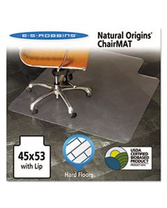 ESR143012 NATURAL ORIGINS CHAIR MAT WITH LIP FOR HARD FLOORS, 45 X 53, CLEAR