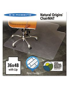 ESR143002 NATURAL ORIGINS CHAIR MAT WITH LIP FOR HARD FLOORS, 36 X 48, CLEAR
