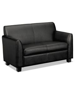 BSXVL872SB11 CIRCULATE LEATHER RECEPTION TWO-CUSHION LOVESEAT, 53.5W X 28.75D X 32H, BLACK