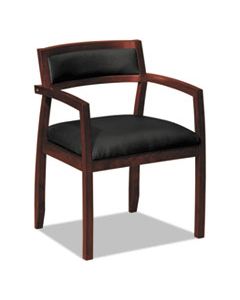 BSXVL852NSB11 TOPFLIGHT LEATHER GUEST CHAIR, 22.5" X 22" X 31", BLACK SEAT/MAHOGANY BACK, MAHOGANY BASE