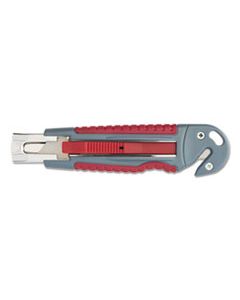 ACM18968 TITANIUM AUTO-RETRACT UTILITY KNIFE WITH CARTON SLICER, GRAY/RED, 3 1/2" BLADE