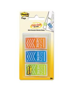 MMM682SHOBL ARROW MESSAGE 1" PAGE FLAGS, "SIGN HERE", BLUE/LIME/ORANGE, 60/PACK