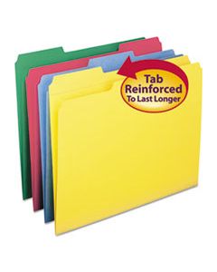SMD11641 REINFORCED TOP TAB COLORED FILE FOLDERS, 1/3-CUT TABS, LETTER SIZE, ASSORTED, 12/PACK