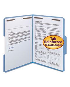SMD12042 WATERSHED/CUTLESS REINFORCED TOP TAB 2-FASTENER FOLDERS, 1/3-CUT TABS, LETTER SIZE, BLUE, 50/BOX