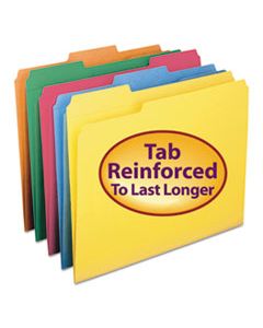 SMD11993 REINFORCED TOP TAB COLORED FILE FOLDERS, 1/3-CUT TABS, LETTER SIZE, ASSORTED, 100/BOX