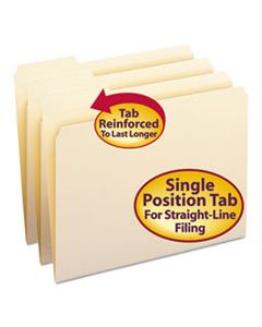 SMD10335 REINFORCED TAB MANILA FILE FOLDERS, 1/3-CUT TABS, LEFT POSITION, LETTER SIZE, 11 PT. MANILA, 100/BOX