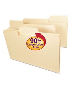 SMD15395 SUPERTAB REINFORCED GUIDE HEIGHT TOP TAB FOLDERS, 1/3-CUT TABS, LEGAL SIZE, 11 PT. MANILA, 100/BOX