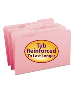 SMD17634 REINFORCED TOP TAB COLORED FILE FOLDERS, 1/3-CUT TABS, LEGAL SIZE, PINK, 100/BOX