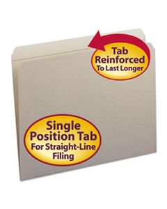 SMD12310 REINFORCED TOP TAB COLORED FILE FOLDERS, STRAIGHT TAB, LETTER SIZE, GRAY, 100/BOX