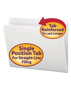 SMD12810 REINFORCED TOP TAB COLORED FILE FOLDERS, STRAIGHT TAB, LETTER SIZE, WHITE, 100/BOX