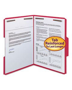 SMD12742 WATERSHED/CUTLESS REINFORCED TOP TAB 2-FASTENER FOLDERS, 1/3-CUT TABS, LETTER SIZE, RED, 50/BOX