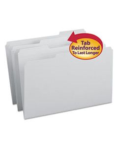 SMD17334 REINFORCED TOP TAB COLORED FILE FOLDERS, 1/3-CUT TABS, LEGAL SIZE, GRAY, 100/BOX