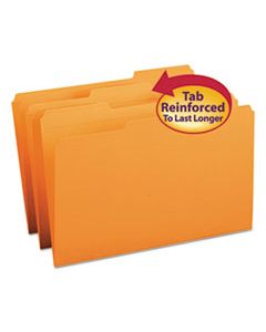SMD17534 REINFORCED TOP TAB COLORED FILE FOLDERS, 1/3-CUT TABS, LEGAL SIZE, ORANGE, 100/BOX