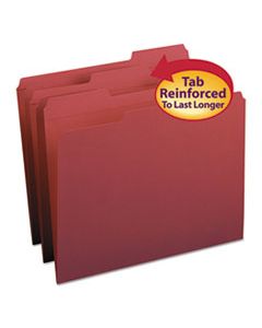 SMD13084 REINFORCED TOP TAB COLORED FILE FOLDERS, 1/3-CUT TABS, LETTER SIZE, MAROON, 100/BOX
