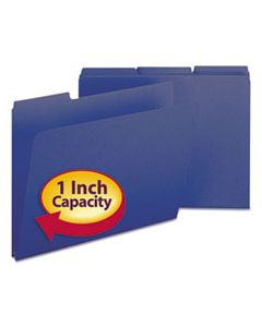 SMD21541 EXPANDING RECYCLED HEAVY PRESSBOARD FOLDERS, 1/3-CUT TABS, 1" EXPANSION, LETTER SIZE, DARK BLUE, 25/BOX
