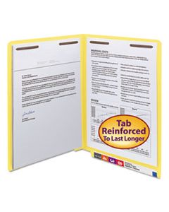 SMD25950 WATERSHED/CUTLESS END TAB 2-FASTENER FOLDERS, STRAIGHT TAB, LETTER SIZE, YELLOW, 50/BOX