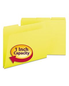 SMD21562 EXPANDING RECYCLED HEAVY PRESSBOARD FOLDERS, 1/3-CUT TABS, 1" EXPANSION, LETTER SIZE, YELLOW, 25/BOX