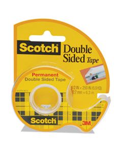 MMM136 DOUBLE-SIDED PERMANENT TAPE IN HANDHELD DISPENSER, 1" CORE, 0.5" X 20.83 FT, CLEAR