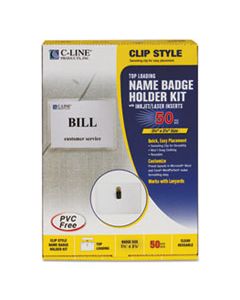 CLI95523 NAME BADGE KITS, TOP LOAD, 3 1/2 X 2 1/4, CLEAR, 50/BOX