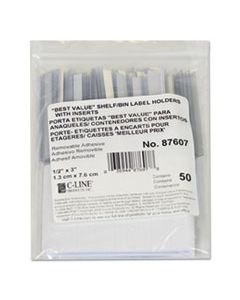 CLI87607 SELF-ADHESIVE LABEL HOLDERS, TOP LOAD, 1/2 X 3, CLEAR, 50/PACK