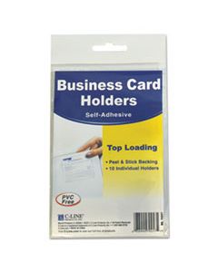 CLI70257 SELF-ADHESIVE BUSINESS CARD HOLDERS, TOP LOAD, 3 1/2 X 2, CLEAR, 10/PACK