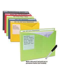 CLI63160 WRITE-ON POLY FILE JACKETS, STRAIGHT TAB, LETTER SIZE, ASSORTED COLORS, 10/PACK