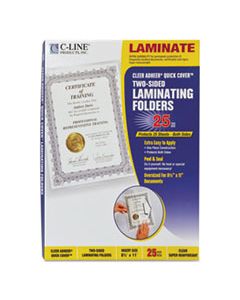 CLI65187 QUICK COVER LAMINATING POCKETS, 12 MIL, 9.13" X 11.5", GLOSS CLEAR, 25/BOX