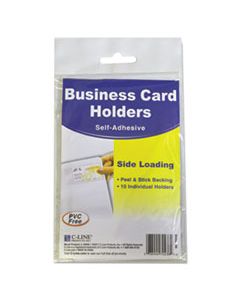 CLI70238 SELF-ADHESIVE BUSINESS CARD HOLDERS, SIDE LOAD, 3 1/2 X 2, CLEAR, 10/PACK