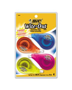 BICWOTAPP418 WITE-OUT EZ CORRECT CORRECTION TAPE, NON-REFILLABLE, 1/6" X 400", 4/PACK