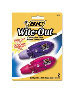 BICWOMTP21 WITE-OUT MINI TWIST CORRECTION TAPE, NON-REFILLABLE, 1/5" X 314", 2/PACK