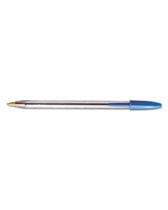 BICMS241BE CRISTAL XTRA SMOOTH STICK BALLPOINT PEN, 1MM, BLUE INK, CLEAR BARREL, 24/PACK